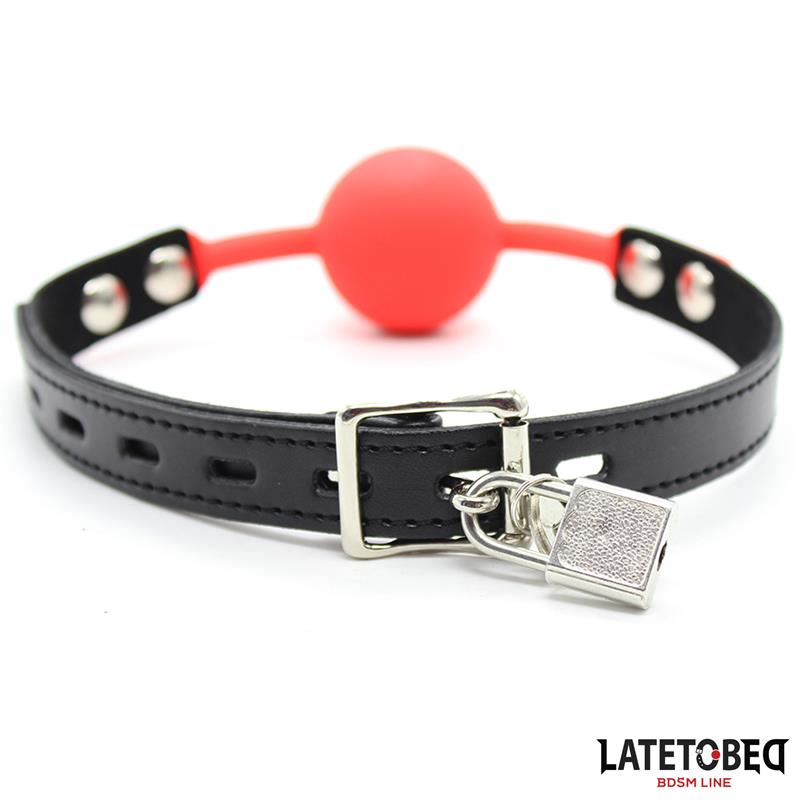 Silicone Ball Gag with Padlock Red — zdjęcie 3