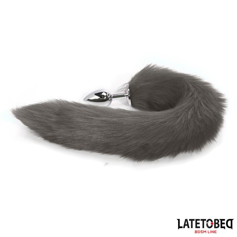 Anal plug with tail Gray 40 cm — zdjęcie 3