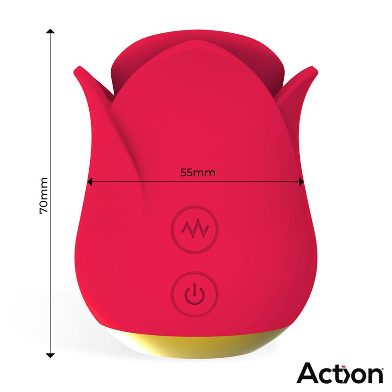 ACTION Meryl Vibe Stimulator Rose Shaped with Tongue 2 Motors — zdjęcie 3