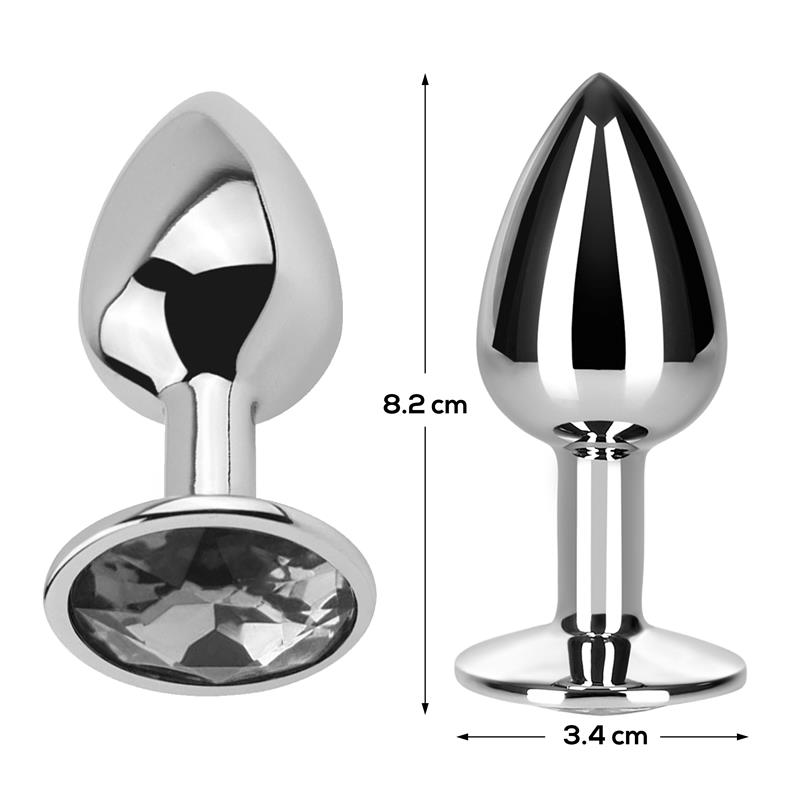 Butt Plug with Jewel Diamond White Size M Aluminium — zdjęcie 3