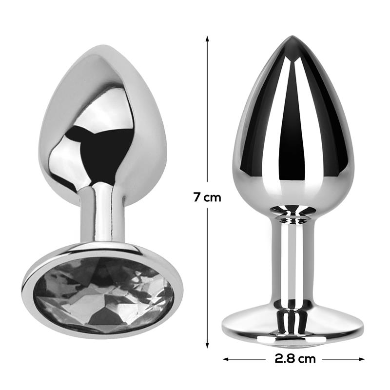 Butt Plug with Jewel Diamond White Size S Aluminium — zdjęcie 3