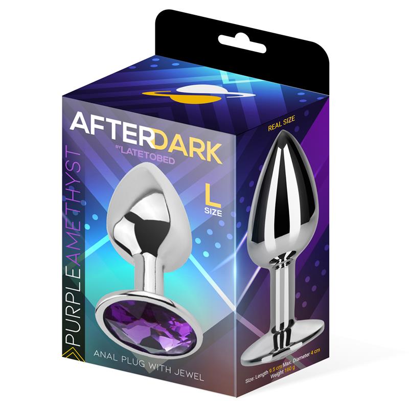 Butt Plug with Jewel Purple Amethyst Size L Aluminium — zdjęcie 3