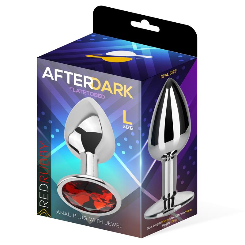 Butt Plug with Jewel Red Rubby Size L Aluminium — zdjęcie 3