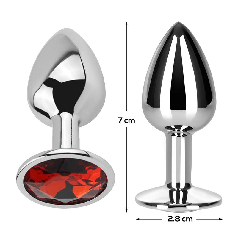 Butt Plug with Jewel Red Rubby Size S Aluminium — zdjęcie 3