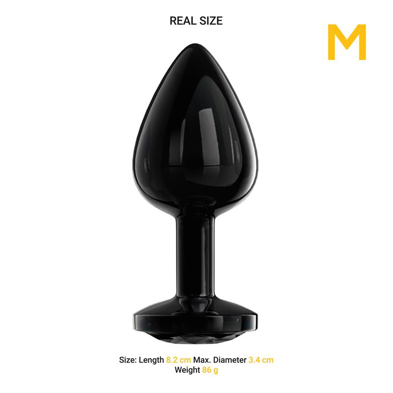 Blackgem Metalic Butt Plug with Jewel Black Size M — zdjęcie 3