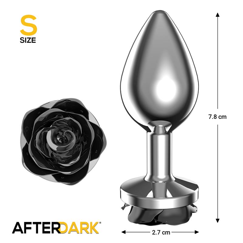 Metal Anal Plug with Black Rose Base Size S — zdjęcie 3