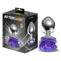 Metal Anal Plug with Purple Rose Base - Size S