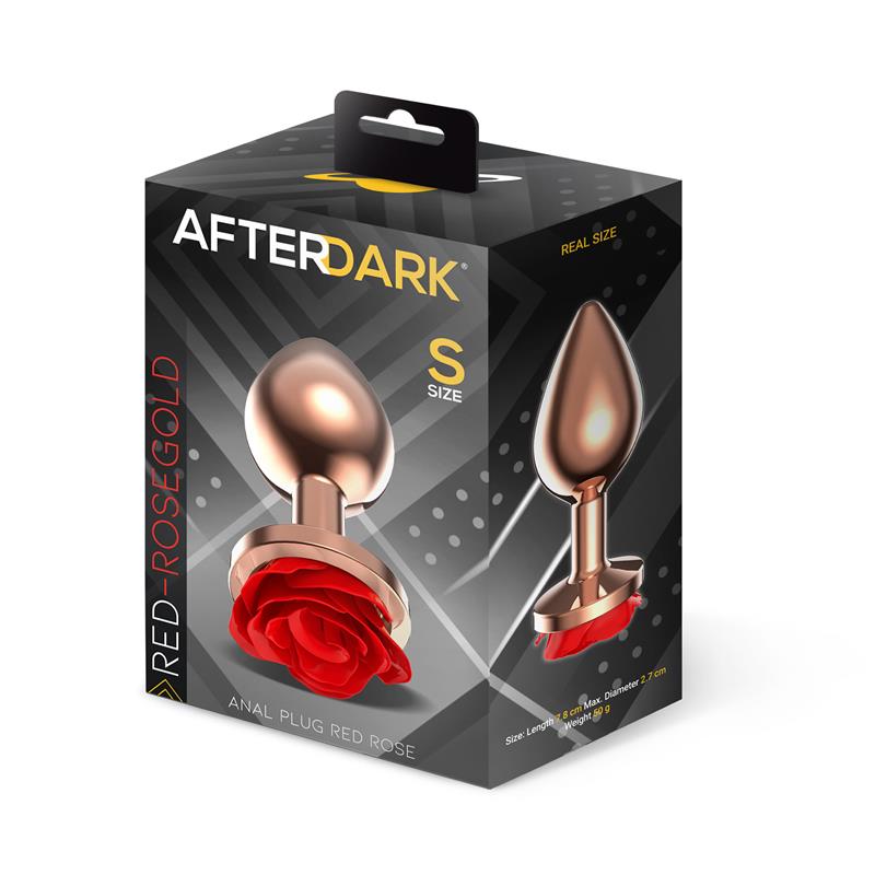 Rose Gold Anal Plug with Red Rose Base Size S — zdjęcie 3