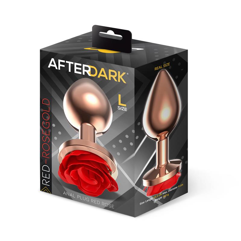 Rose Gold Anal Plugh with Red Rose Base size L — zdjęcie 3