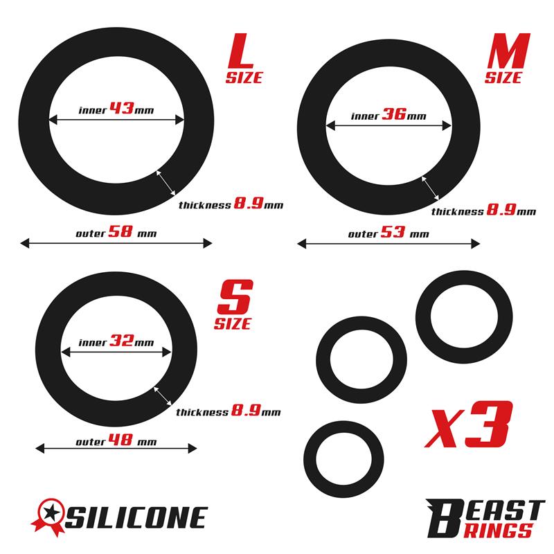 Set of 3 Penis Rings Silicone S, M and L — zdjęcie 3