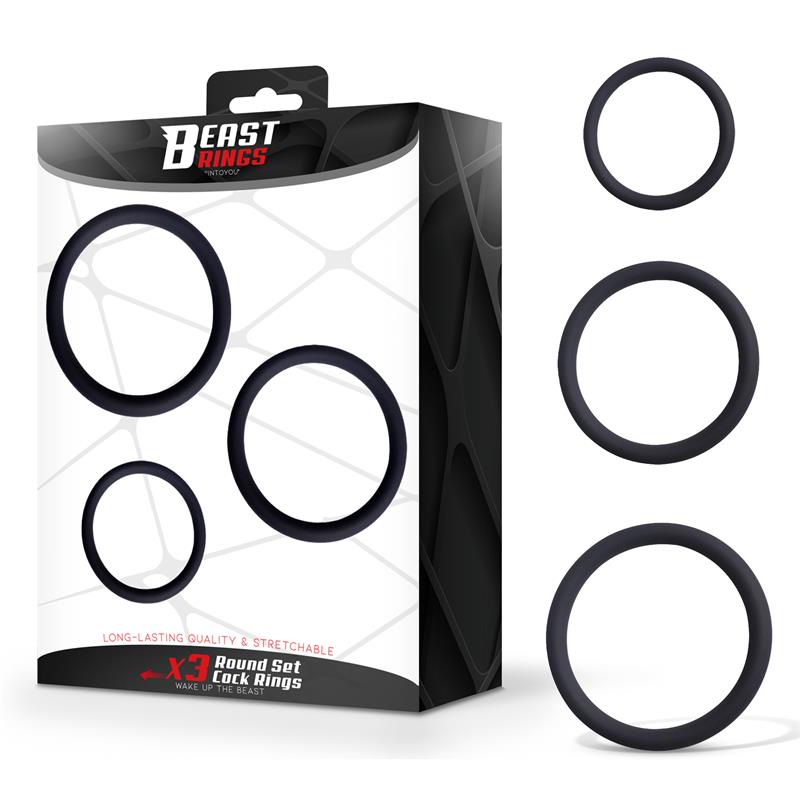 BEAST RINGS - Set of 3 Penis Rings Silicone S, M and L