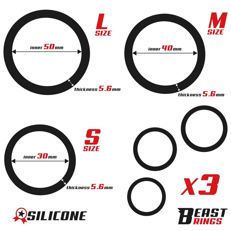 Set of 3 Penis Rings Silicone S, M and L — zdjęcie 3