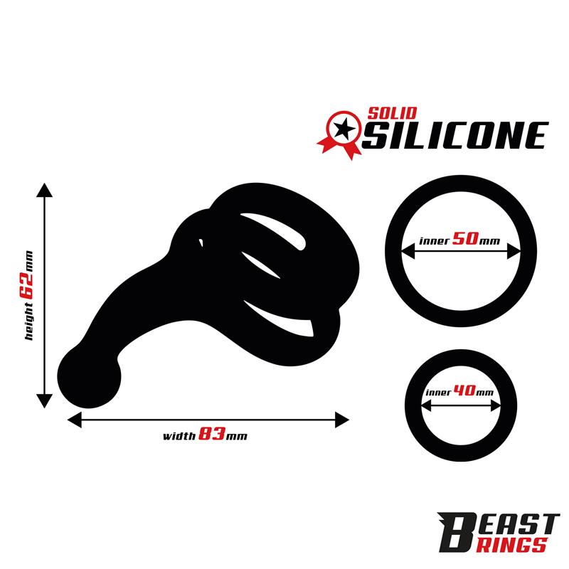Double Penis Ring Solid Silicone 50/40 mm — zdjęcie 3