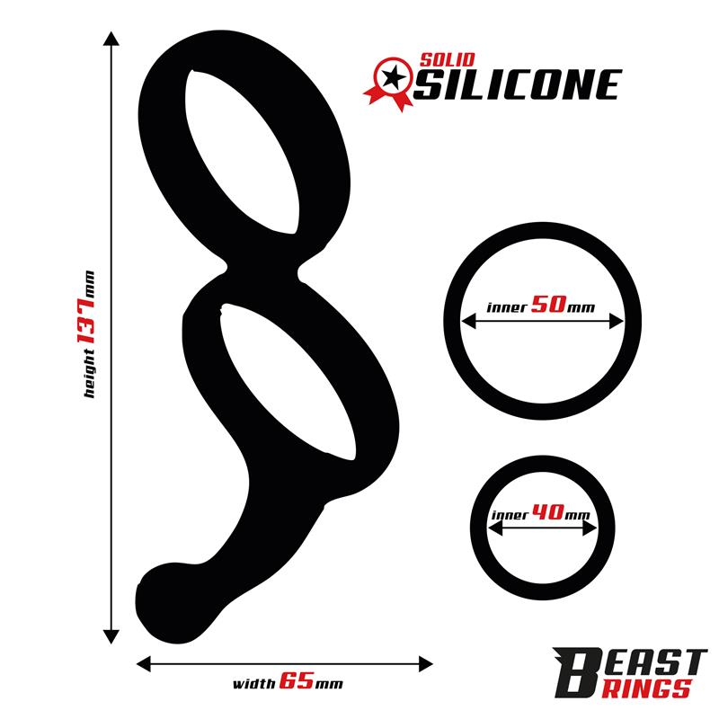 Double Penis Ring Solid Silicone 50/40 mm — zdjęcie 3