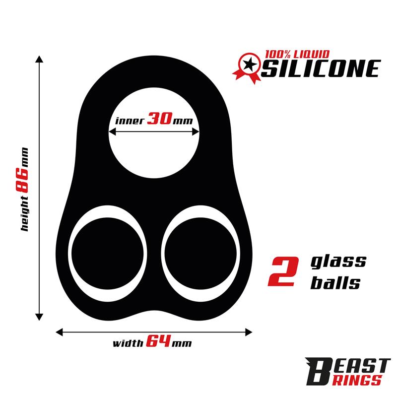 Penis Ring with Glass Balls Liquid Silicone 30 mm — zdjęcie 3