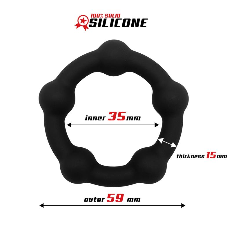 Bead Solid Cock Ring Silicone 3.5 cm Black — zdjęcie 3
