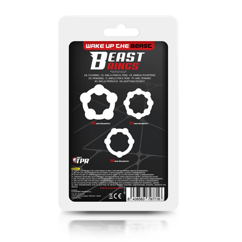 Set of 3 Cock Ring Beaded Flexible Black — zdjęcie 3