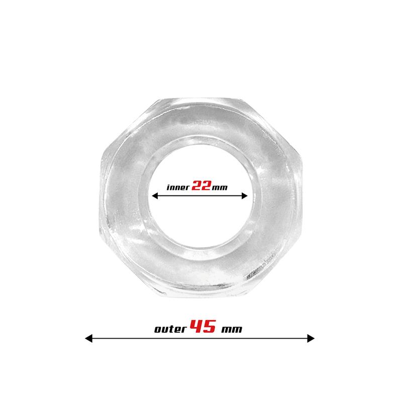 Cock Ring Super Flexible Polygon 2.2 cm Clear — zdjęcie 3