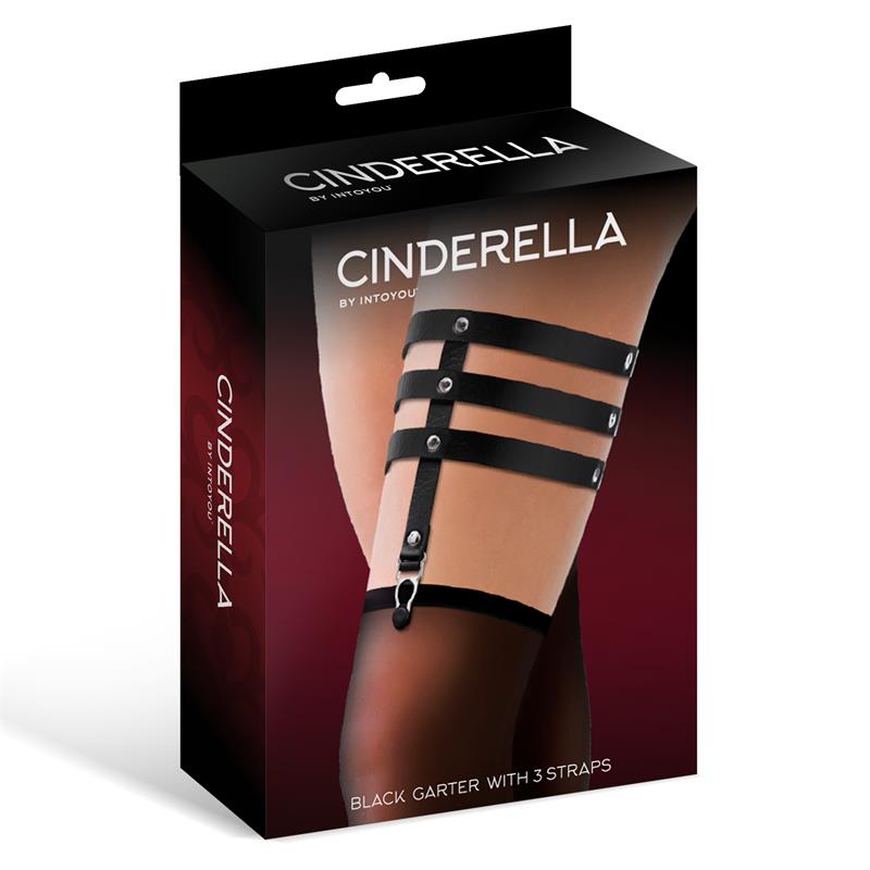 Cinderella Black Garter With 3 Straps