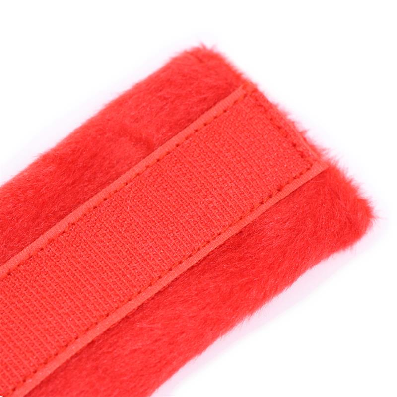Handcuffs with Velcro with Long Fur Red — zdjęcie 3