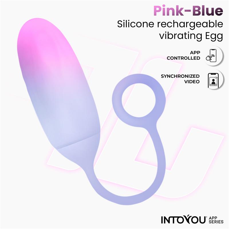 Vibrating Egg Double Layer Silicone with APP Pink/Blue — zdjęcie 3