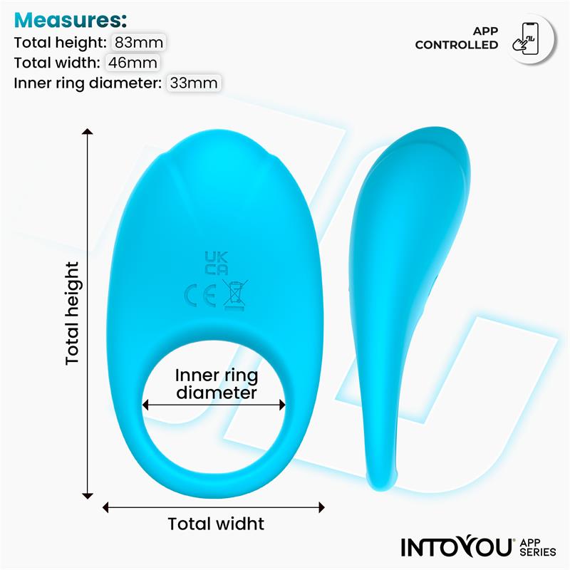 Ringo Silicone Vibrating Ring with App Blue Cl,48 — zdjęcie 3