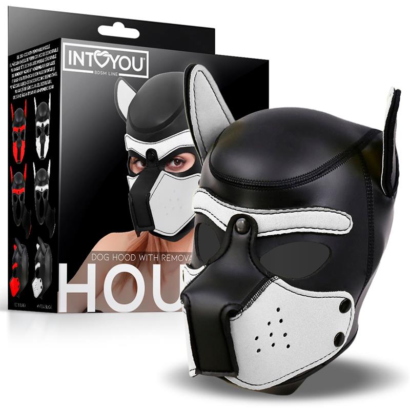 Hound Neoprene Dog Hood with Removable Muzzle White/Black One Size — zdjęcie 3