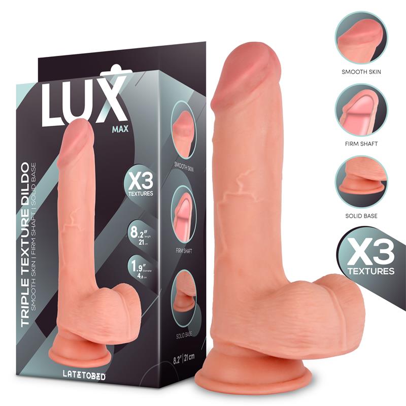 Max Triple Texture Dildo w/Balls 8,2" Skin Cl,12 — zdjęcie 3