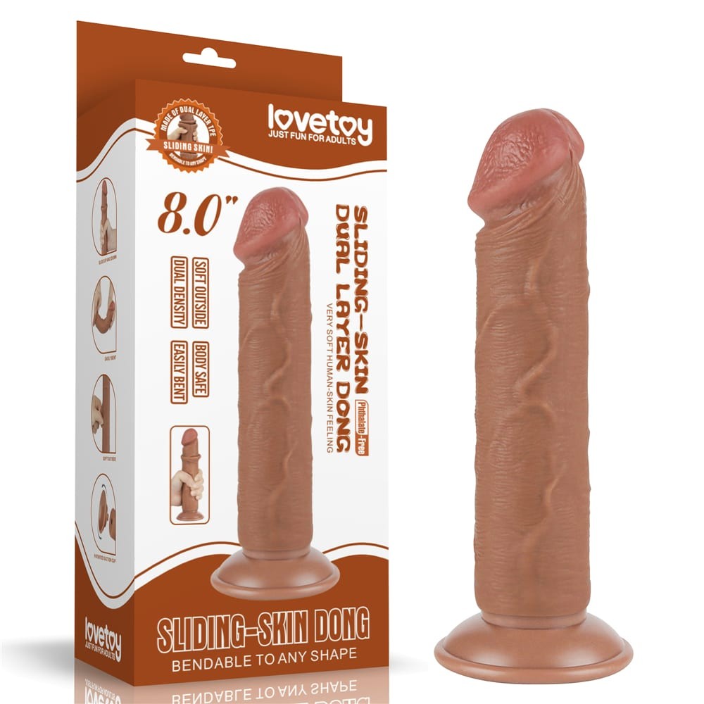 Dildo z przyssawką Sliding Skin Dual Layer 20cm Lovetoy — zdjęcie 2