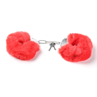 Kajdanki Erotyczne Metalowe Z Futerkiem Czerwone