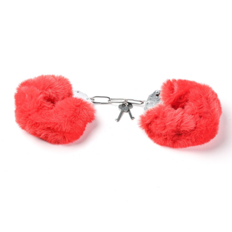 Kajdanki Erotyczne Metalowe Z Futerkiem Czerwone