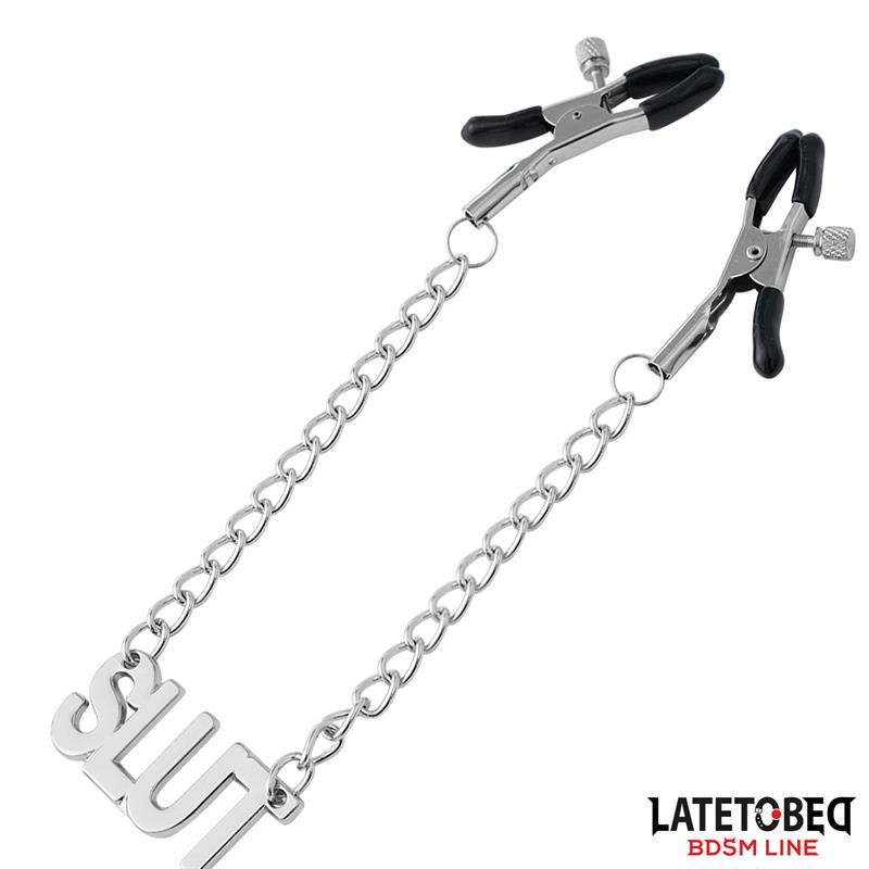 Nipple clamps with Chain - Slut — zdjęcie 4