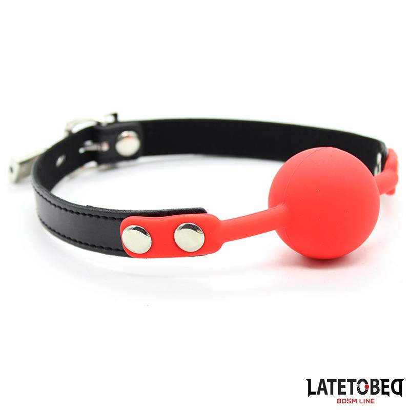 LATETOBED BDSM LINE - Silicone Ball Gag with Padlock Red