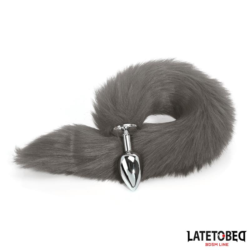 Anal plug with tail Gray 40 cm — zdjęcie 4