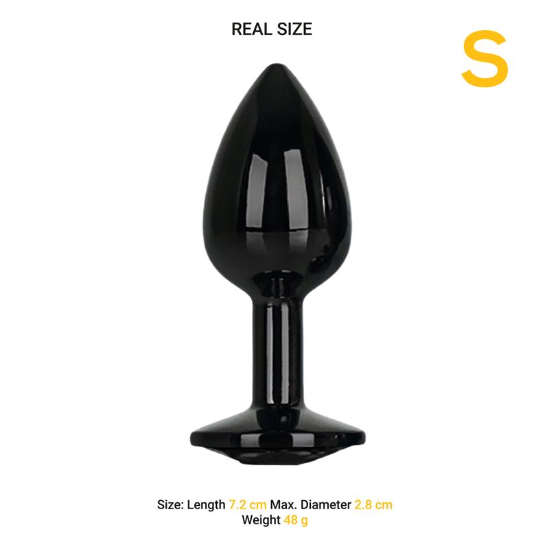Blackgem Metalic Butt Plug with Black Jewel Size S — zdjęcie 4