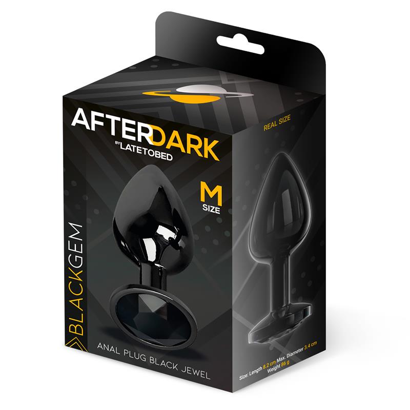 Blackgem Metalic Butt Plug with Jewel Black Size M — zdjęcie 4