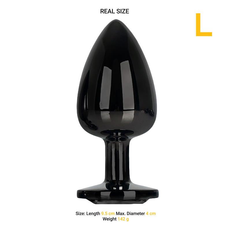 Blackgem Metalic Butt Plug with Black Jewel Size L — zdjęcie 4