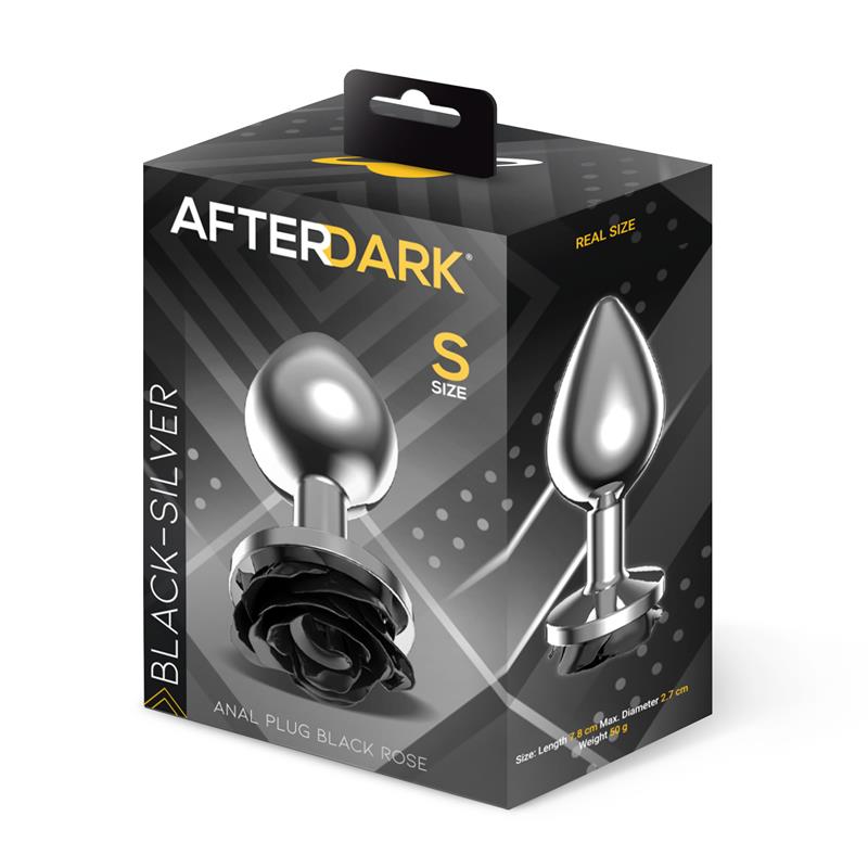 Metal Anal Plug with Black Rose Base Size S — zdjęcie 4