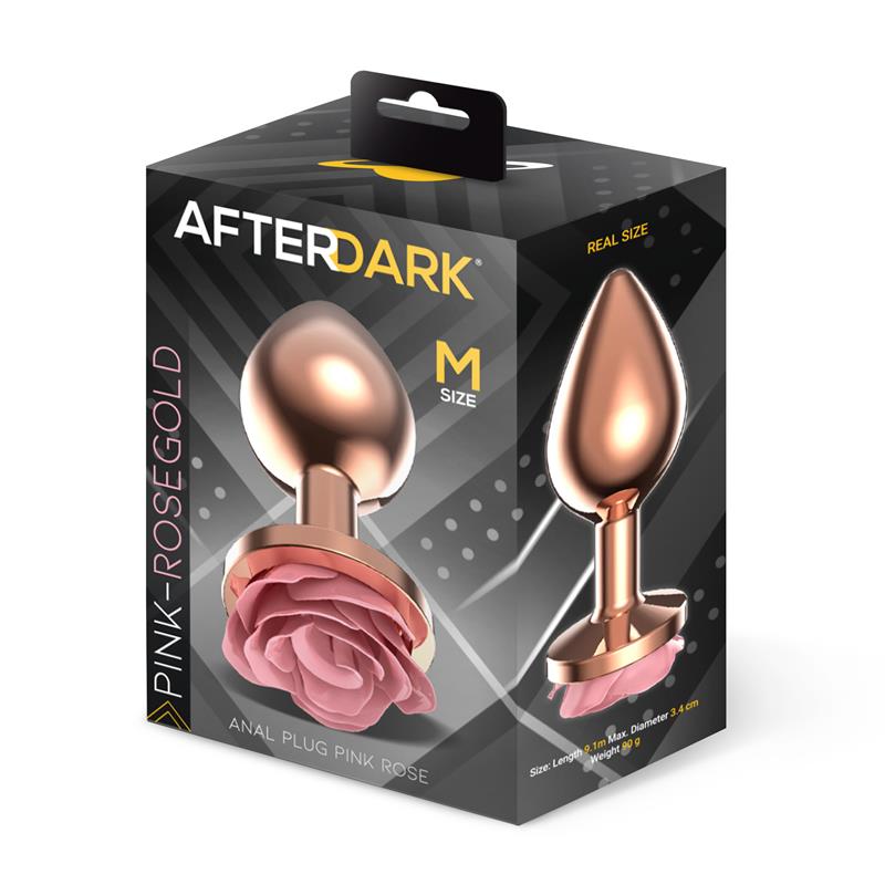Rosegold Metal Anal Plug with Pink Rose Base - Size M — zdjęcie 4