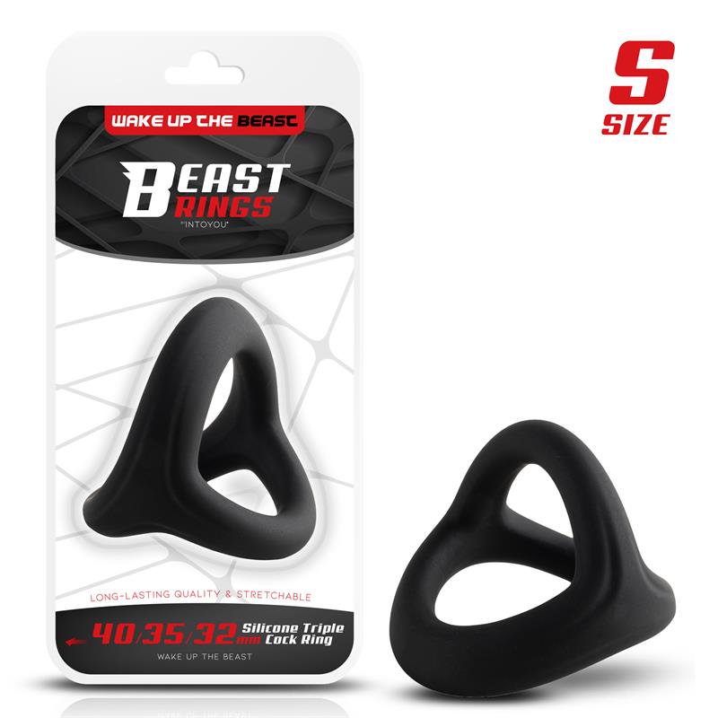BEAST RINGS - Triple Cock Ring Solid Silicone 40/35/32 mm Size S