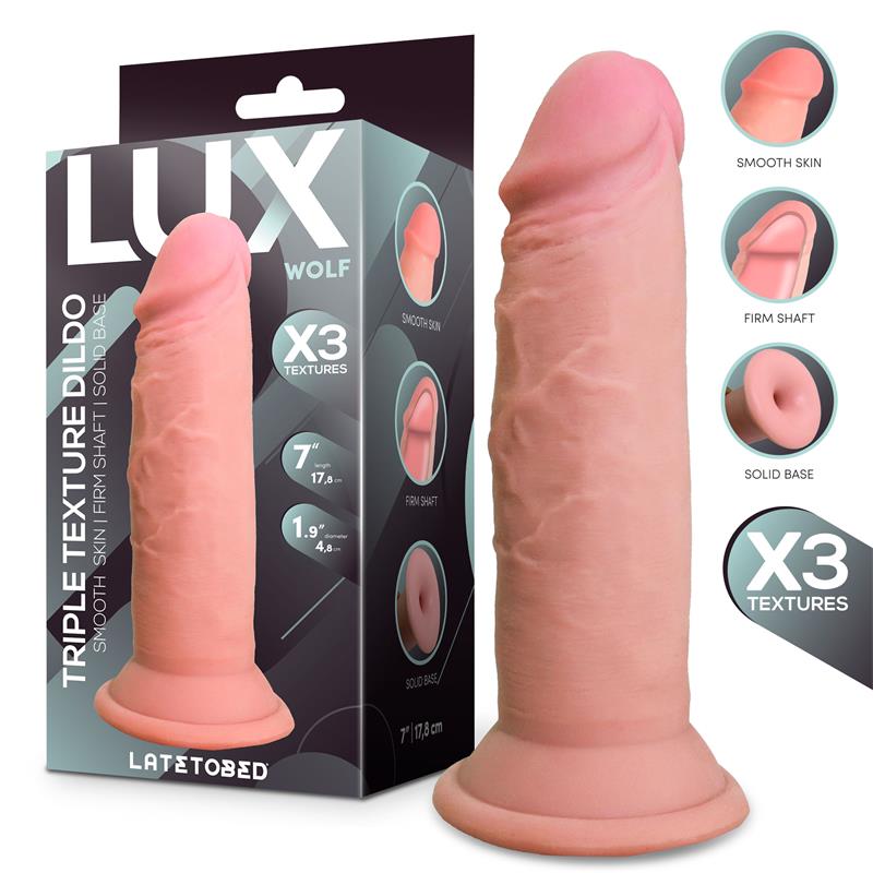 Wolf Triple Texture Dildo 7" Skin Colour TPE Cl,24 — zdjęcie 4