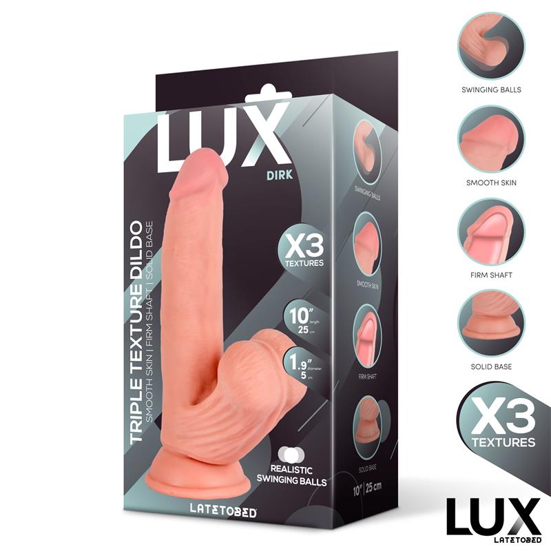Dirk Triple Texture Dildo w/Swing Balls 10" Cl,10