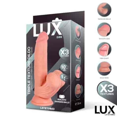 Dirk Triple Texture Dildo w/Swing Balls 10  Cl,10