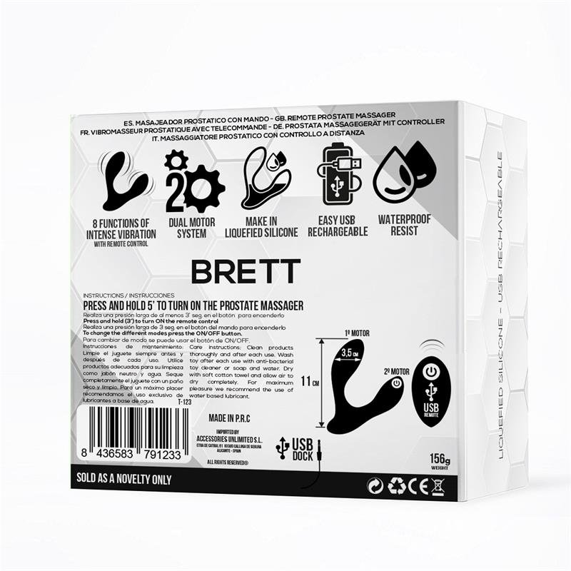 Brett Prostate Massager Remote Control USB Liquid Silicone — zdjęcie 5
