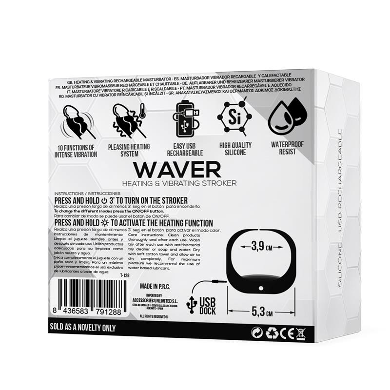 Waver Male Masturbator Heat and Vibration Function Flexible USB Silicone — zdjęcie 4