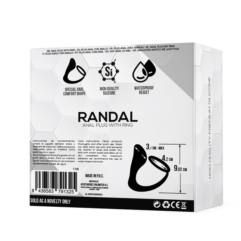 Randal Butt Plug with Penis Ring Silicone Black — zdjęcie 4