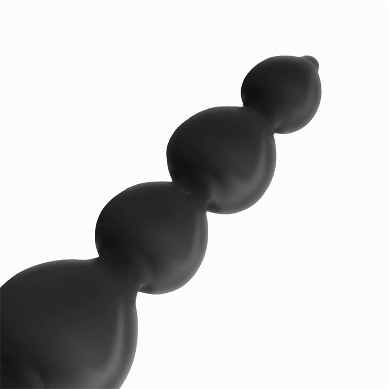 Clyde Beaded Butt Plug with Easy Pull Ring Silicone Black — zdjęcie 4