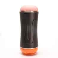 Masturbator Z Wibracją Dwustronny Wagina Anus  Cyberskóra Ładowany Usb Czarny