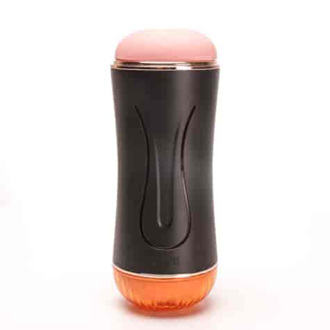 Masturbator Z Wibracją Dwustronny Wagina Anus  Cyberskóra Ładowany Usb Czarny