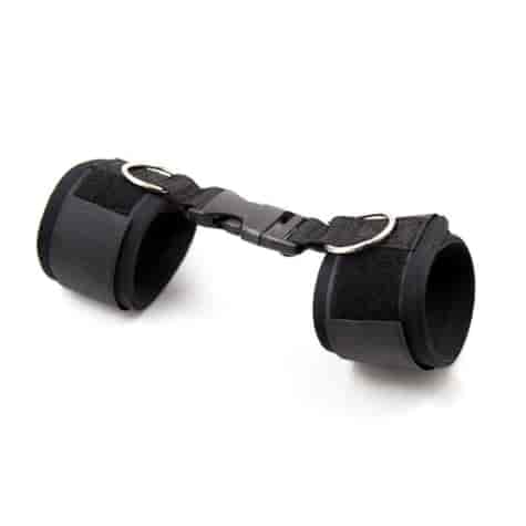 LATETOBED BDSM LINE Neoprene Handcuffs with Veldro Black
